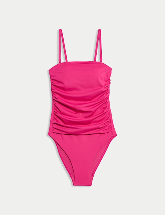 Maillot de bain ampliforme bandeau à volant effet ventre plat