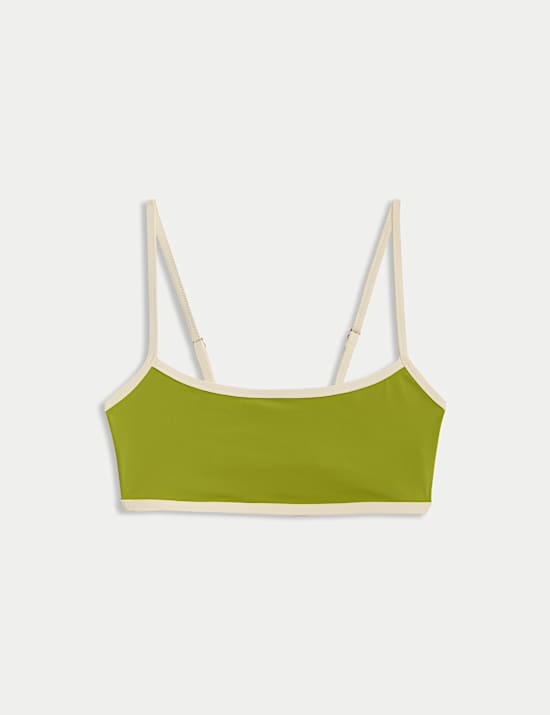 Contrast Trim Scoop Neck Bikini Top