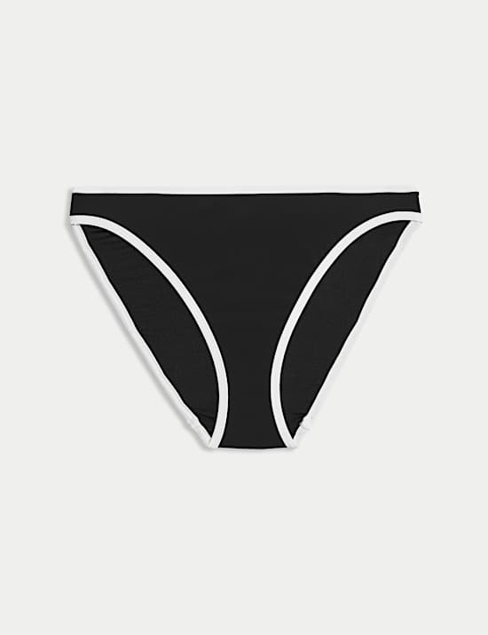 Contrast Trim High Leg Bikini Bottoms