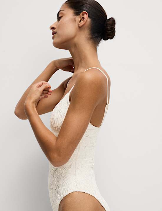 Maillot de bain plongeant jacquard