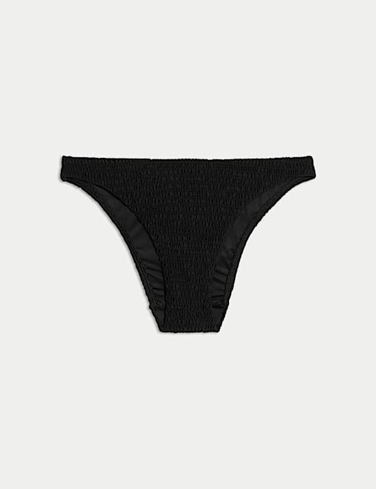 Shirred High Leg Bikini Bottoms