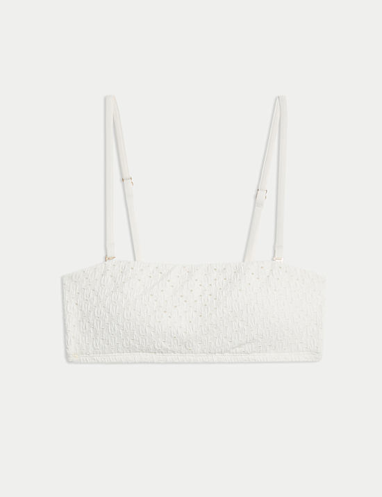 Broderie Square Neck Bandeau Bikini Top