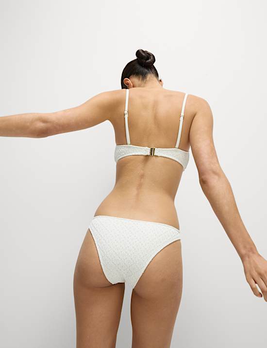 Broderie High Leg Bikini Bottoms