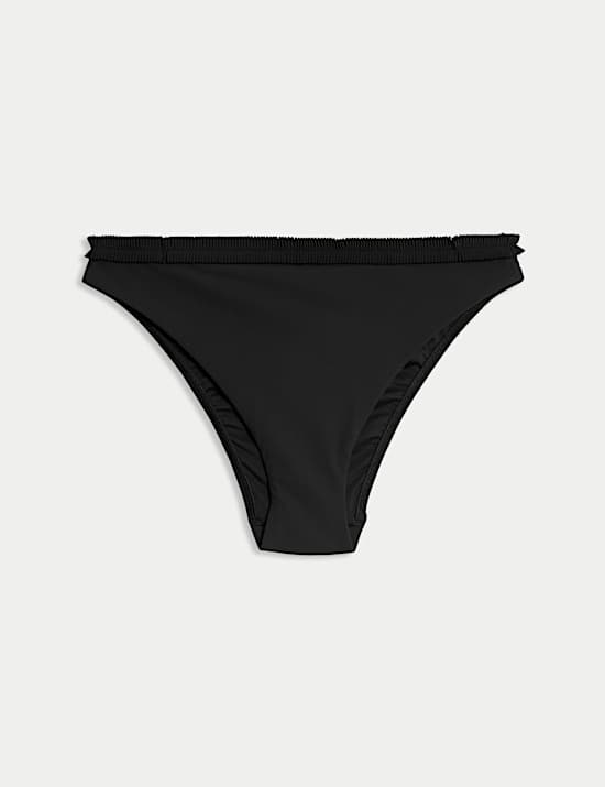 Pleated High Leg Bikini Bottoms