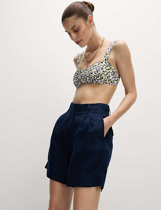 Floral Padded Sweetheart Neck Bikini Top