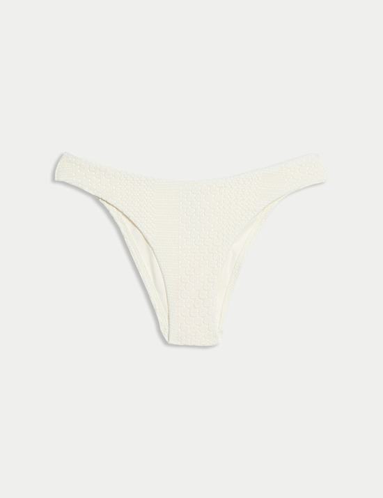 Bas de bikini taille haute à motif texturé