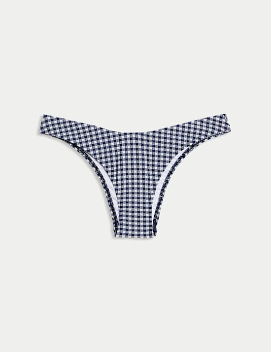 Gingham High Leg Bikini Bottoms