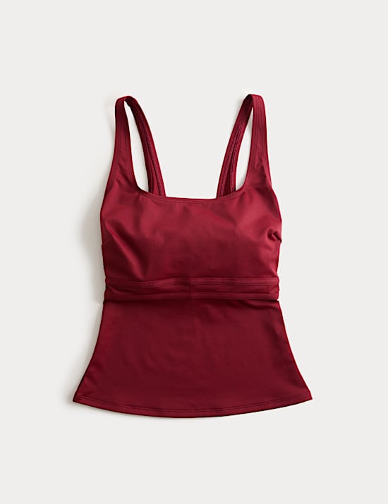 Parte de arriba de tankini de efecto moldeador con escote abierto