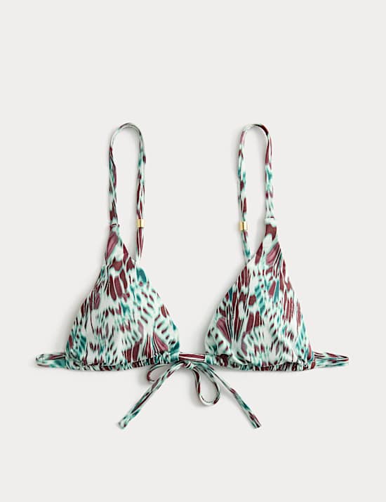 Haut de bikini triangle avec détail bordure imprimée