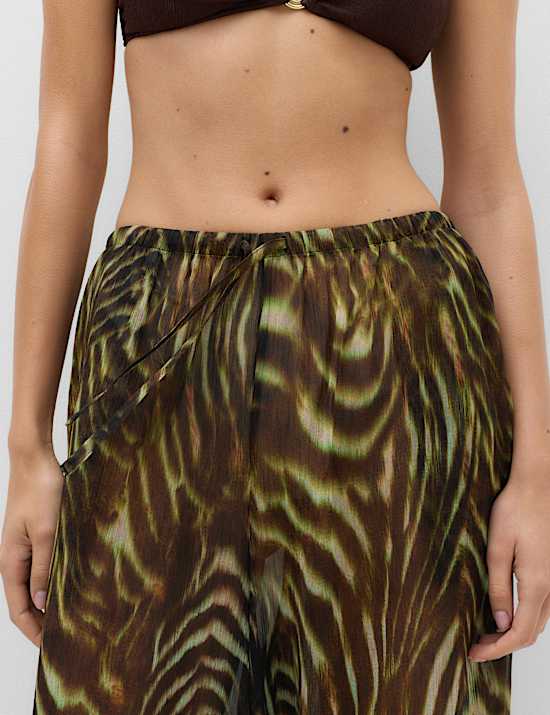 Printed Bubble Hem Beach Trousers