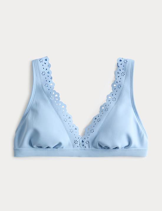 Broderie Trim Sculpt Padded Plunge Bikini Top