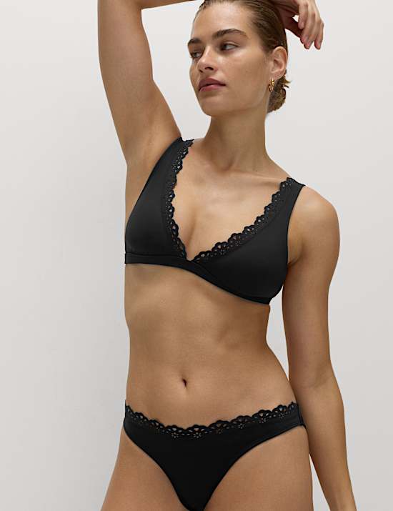 Broderie Trim Sculpt Padded Plunge Bikini Top