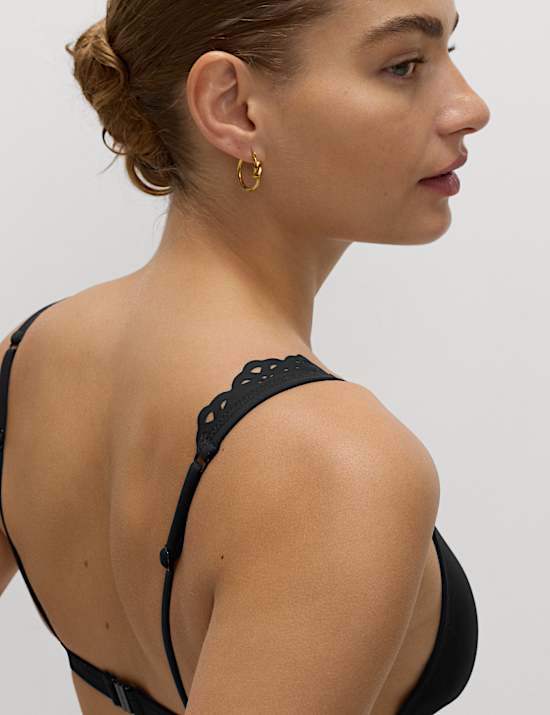 Broderie Trim Sculpt Padded Plunge Bikini Top