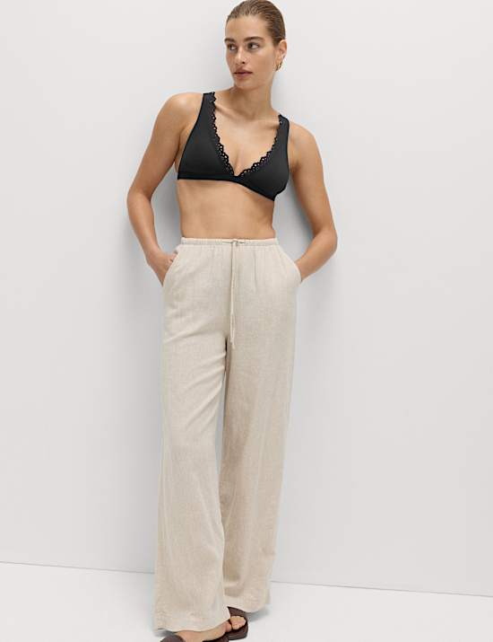 Broderie Trim Sculpt Padded Plunge Bikini Top