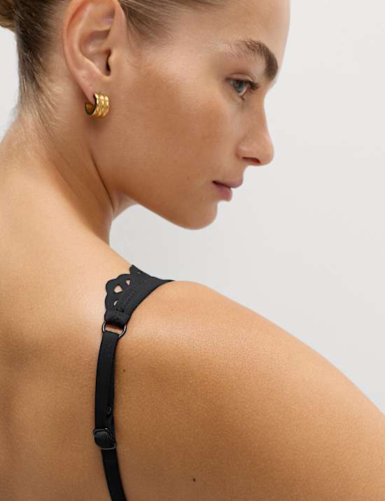 Maillot de bain plongeant sculptant à bordures brodées