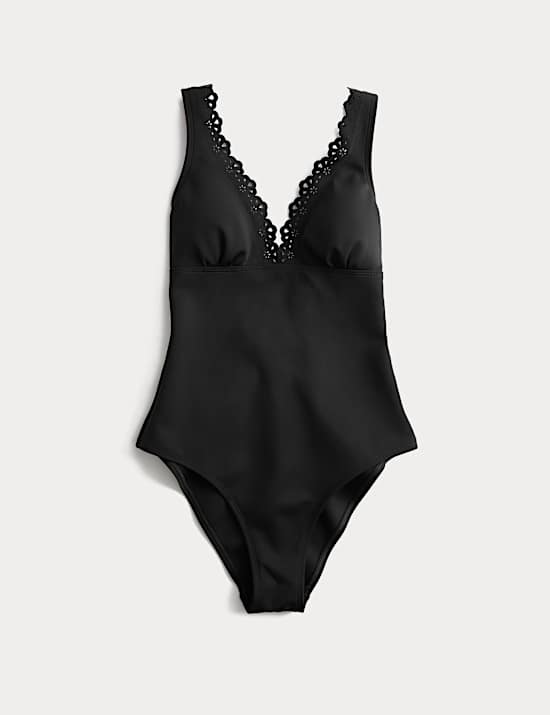 Sculpt Broderie Trim Plunge Swimsuit