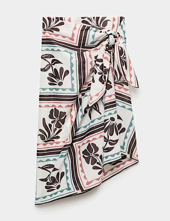Pure Cotton Floral Beach Cover Up Sarong