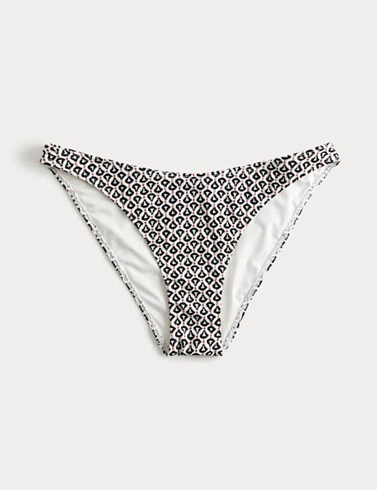 Hoog uitgesneden bikinibroekje met print