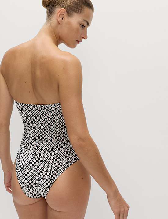 Maillot de bain bandeau rembourré effet ventre plat avec imprimé