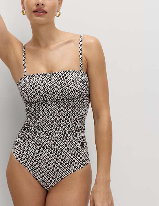 Tummy Control Printed Ruched Tankini Top