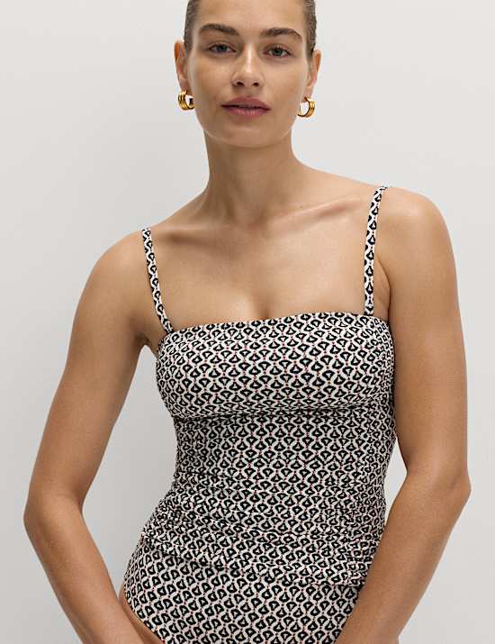 Tummy Control Printed Ruched Tankini Top