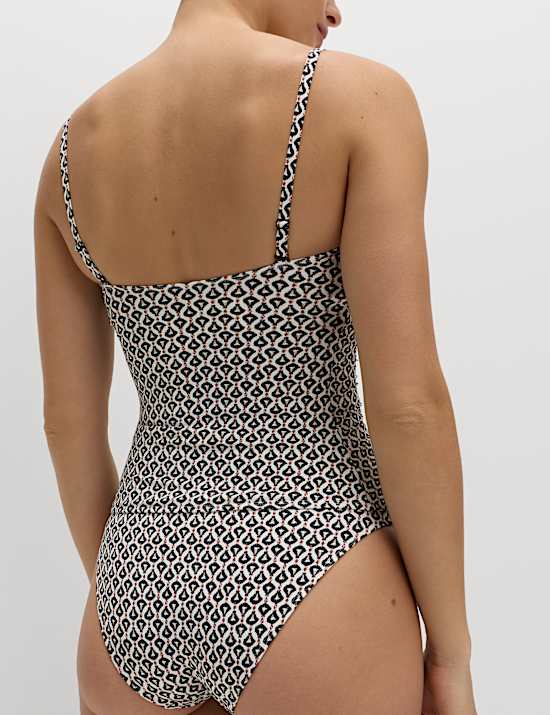 Tummy Control Printed Ruched Tankini Top