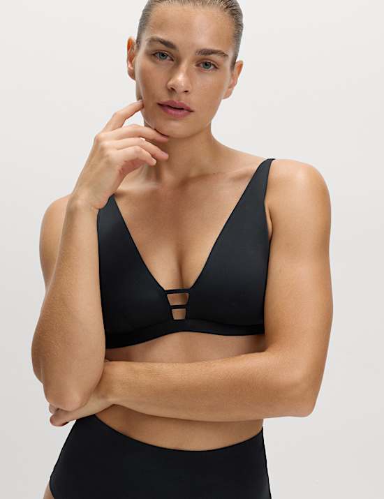 Haut de bikini plongeant sculptant à col en V