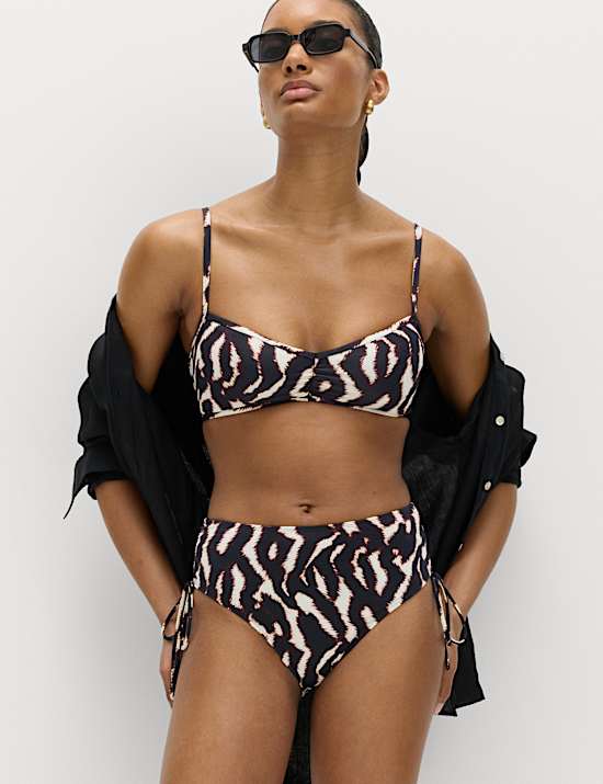 Tummy Control Printed Bikini Bottoms