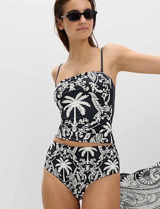 Tummy Control High Waisted High Leg Bikini Bottoms