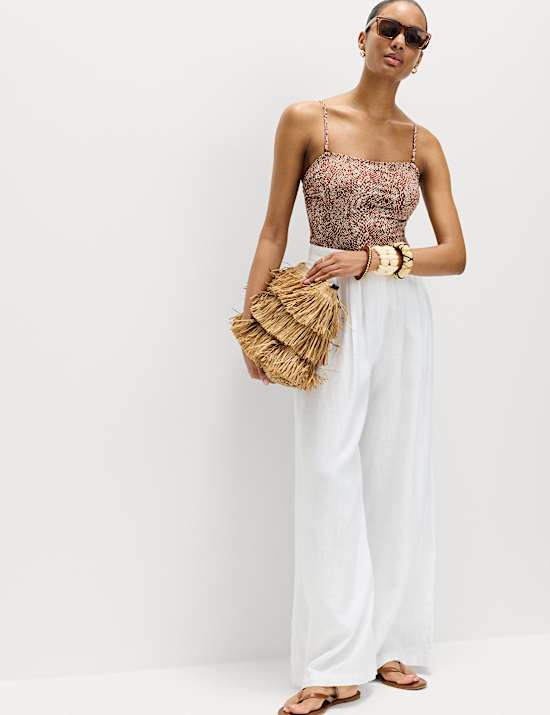 Buikcorrigerend bandeau-badpak met beugel en print