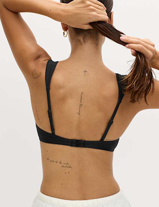 Textured Honeycomb Padded Square Neck Bikini Top