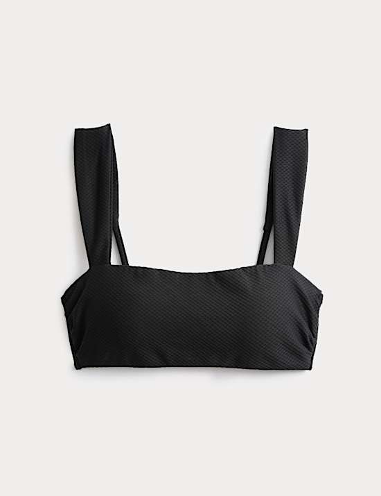 Textured Honeycomb Padded Square Neck Bikini Top