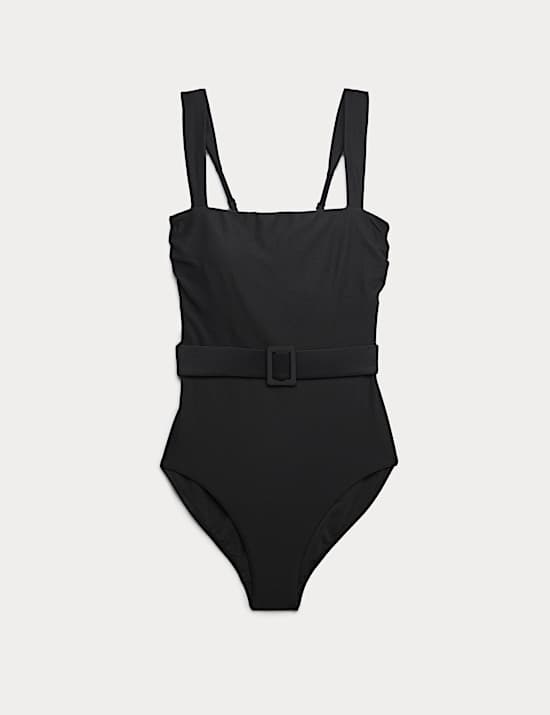 Tummy Control Honey Comb Textured Belted Swimsuit