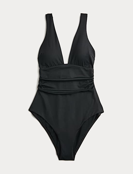 Maillot de bain plongeant, effet ventre plat