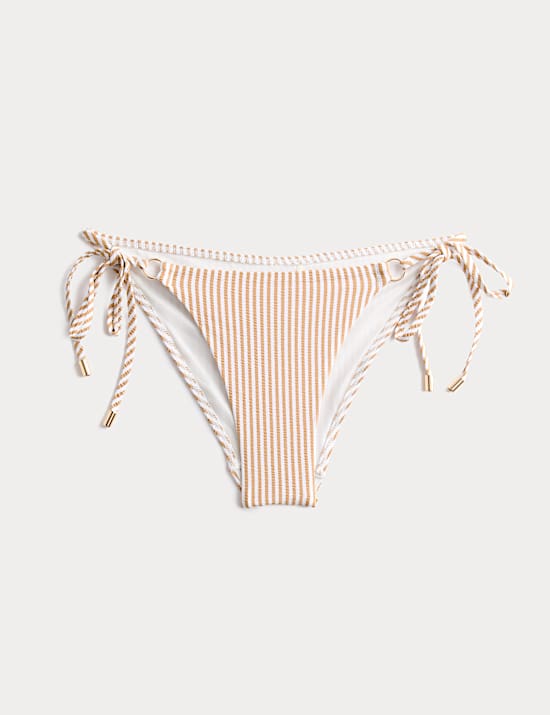 Textured Tie Side Bikini Bottoms