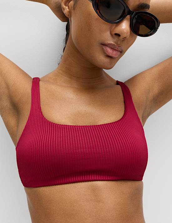 Ribbed Scoop Neck Bikini Top