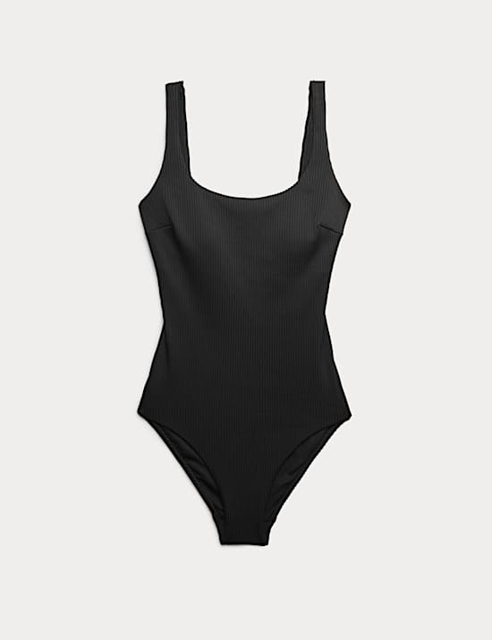 Maillot de bain textur&eacute; c&ocirc;tel&eacute; &agrave; d&eacute;collet&eacute; rond