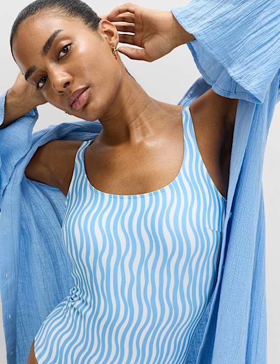 Printed Scoop Neck Swimsuit