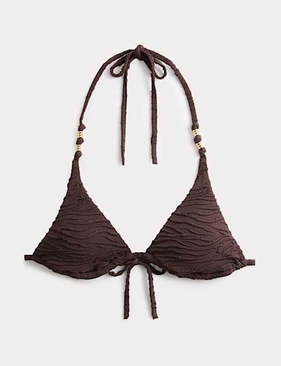 Strukturiertes Triangel-Bikinioberteil mit Animalprint