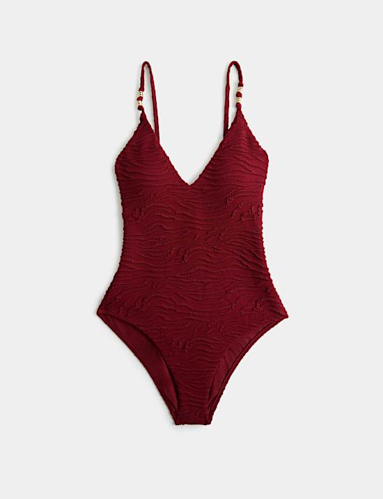 Textured Plunge Swimsuit