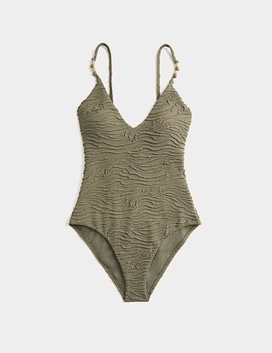 Textured Plunge Swimsuit