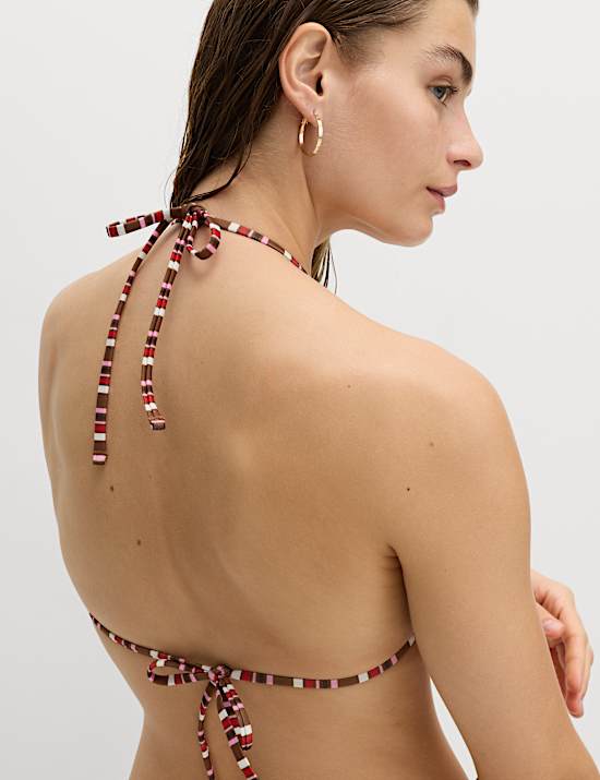 Printed Padded Halterneck Triangle Bikini Top