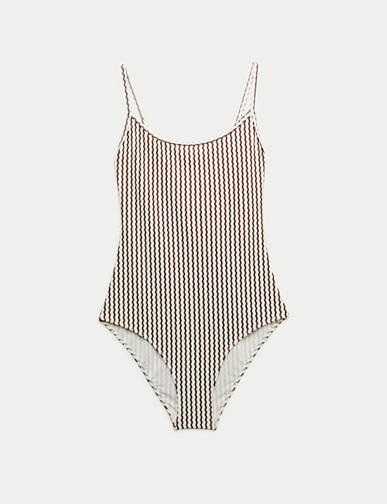 Zwempak met lage ronde hals en print