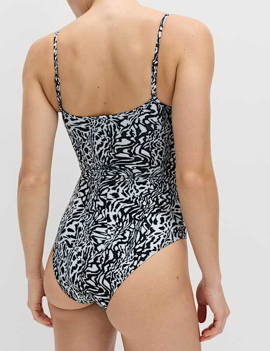 Zwempak met lage ronde hals en print