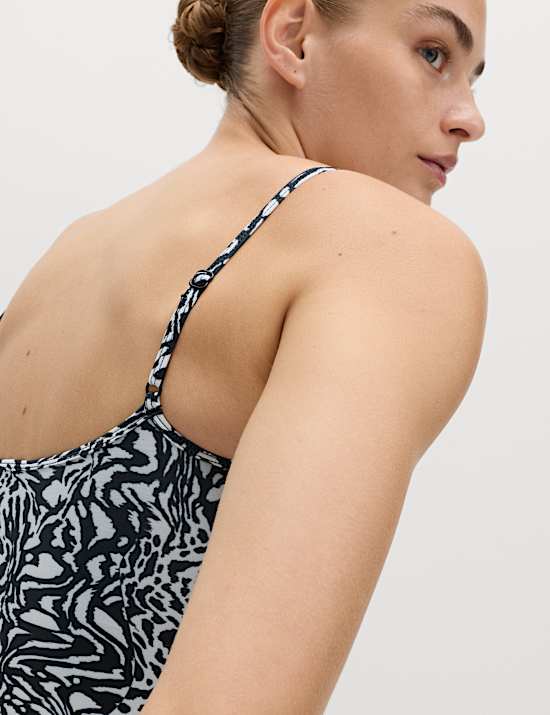 Zwempak met lage ronde hals en print