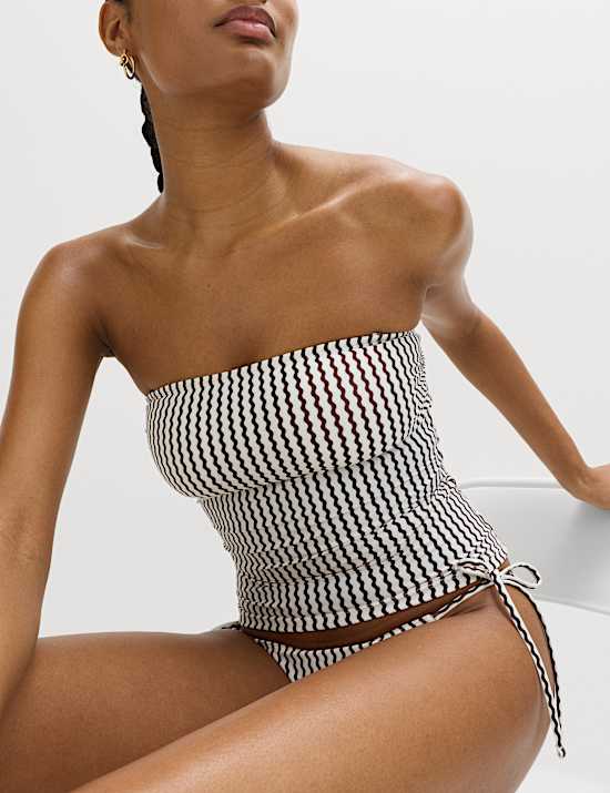 Printed Bandeau Tankini Top