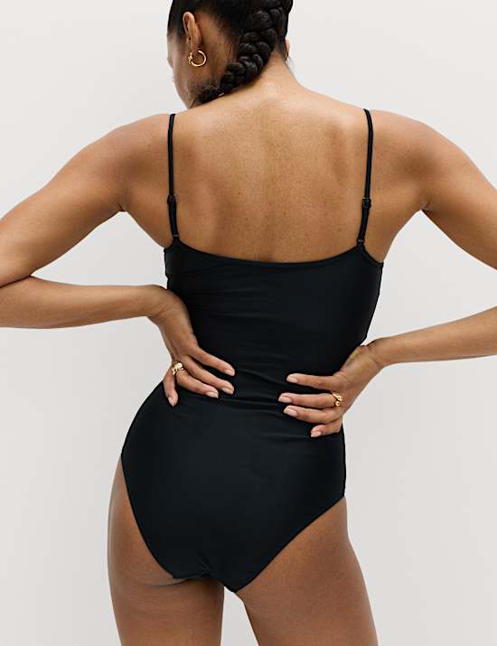 Zwempak in hemdstijl met wijde, ronde hals