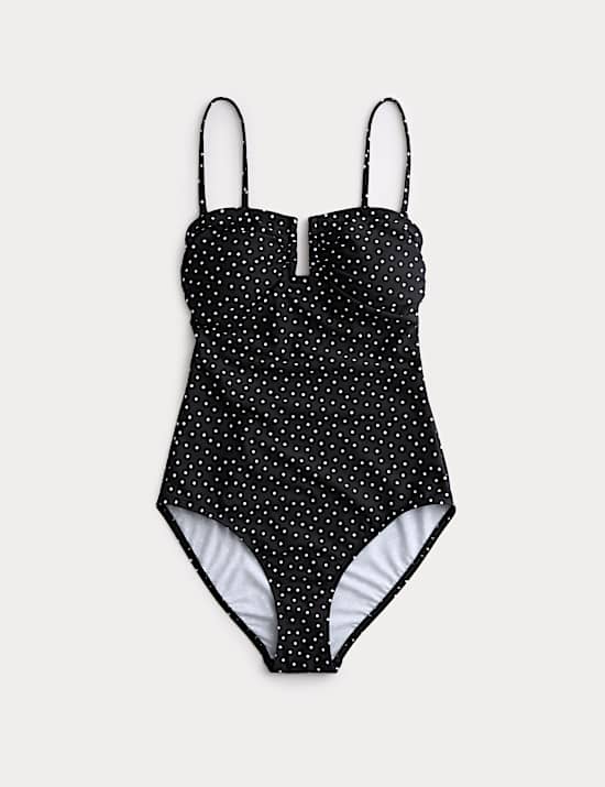 Badeanzug mit U-Ausschnitt und Punktmuster