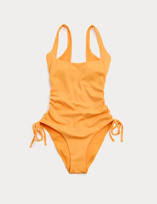 Maillot de bain ampliforme &agrave; encolure carr&eacute;e avec cordon sur le c&ocirc;t&eacute;