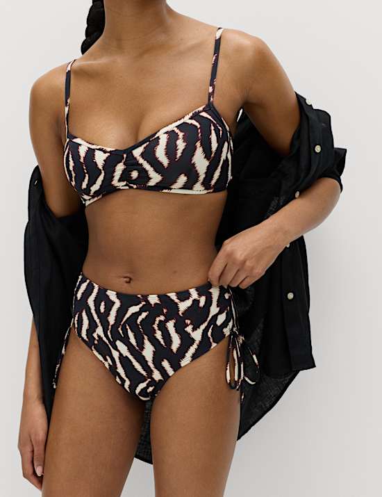 Haut de bikini plongeant avec imprim&eacute;